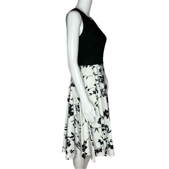Grace‎ Karin Dress Womens Small Black White Floral Fit & Flare Retro Tea Dress - Picture 2 of 7
